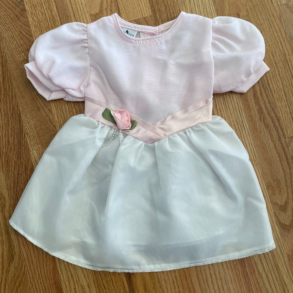 DRESSOLUTIONS Girls Pink and White Dress
